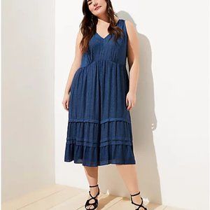 LOFT | Spotted Tiered Pocket Midi Dress